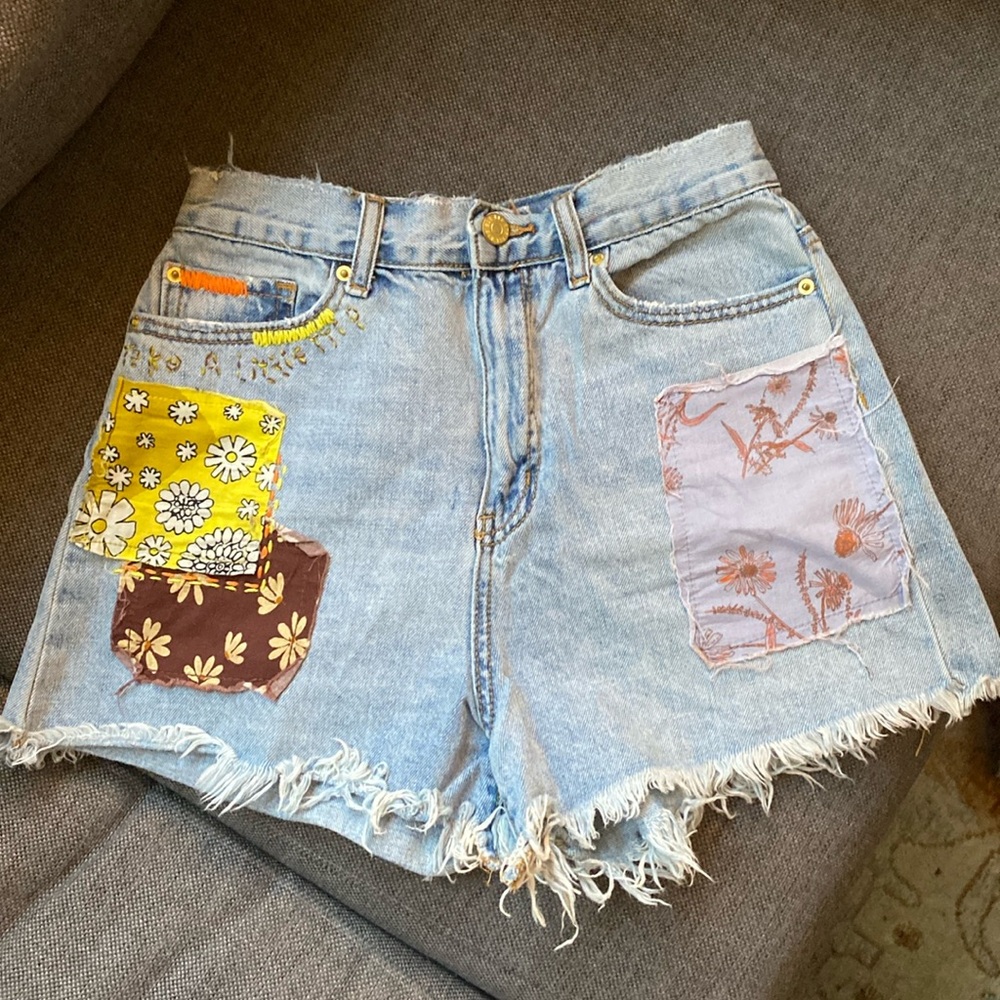 Urban Outfitters Multicolor Patch Jean Shorts